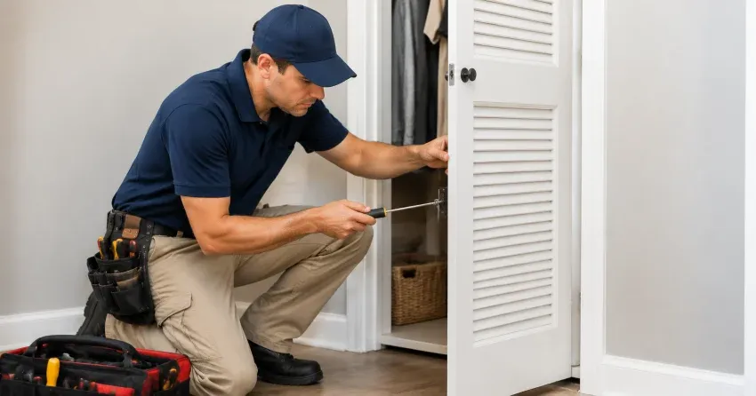 technician repairing doorbell button and wiring in Barry Hunter, Dorchester