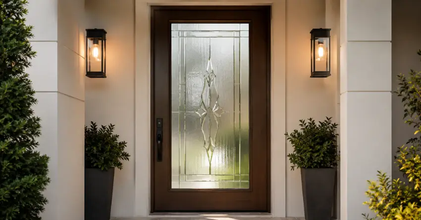 decorative frosted glass panel installed in a front door in Barry Hunter, Dorchester
