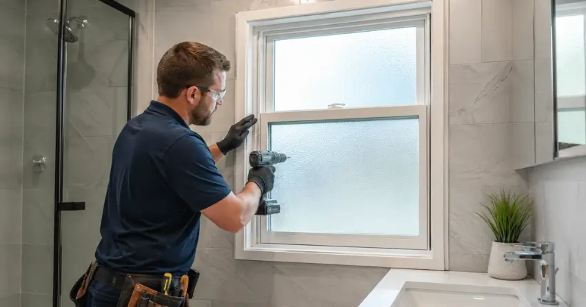 frosted glass installation bathroom window in Francisco, Dorchester