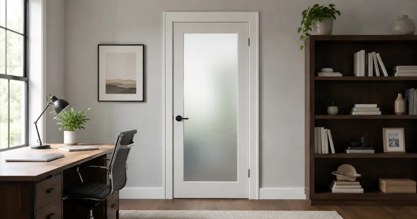frosted interior door installed in home office in Sandusky, Dorchester