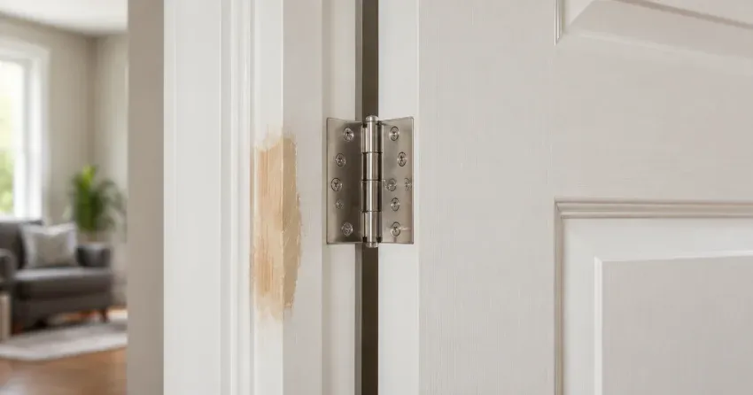 technician checking a warped door against a straightedge in Valley View, Dorchester